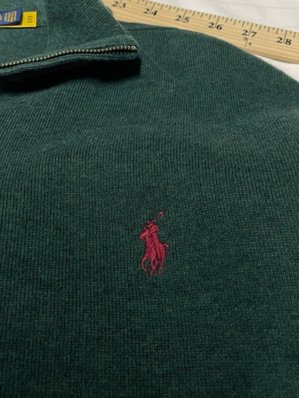 Polo Ralph Lauren Half-Zip French Rib Sweater Forest Green XXL Men’s Pullover - Picture 11 of 12